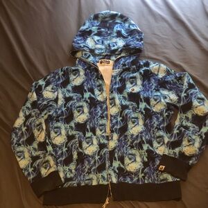 Bape Blue Flame Ape Head All Over Full Zip Hoodie Jacket